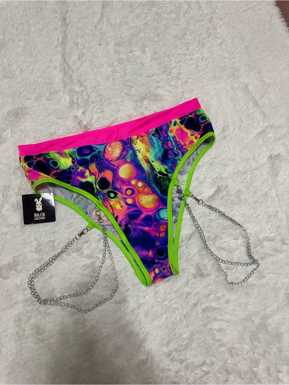 New 3x neon psychedelic bottoms shorts festival rave cosmic raver outfit bikini